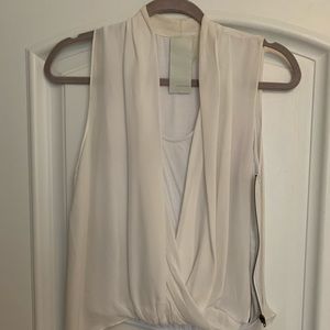 Rare Layered white Sheer silk top with zipper opening very All Saints